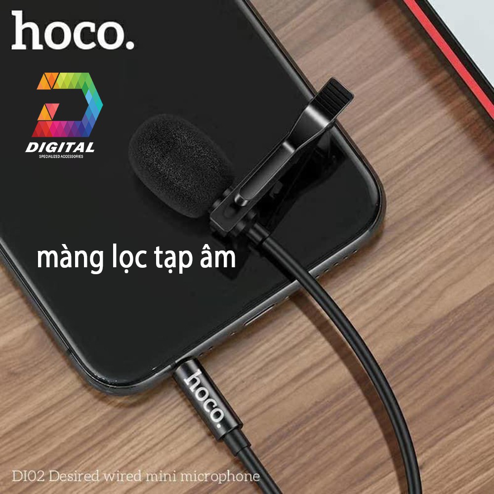 Mic Kẹp Áo Mini Hoco Di02 Chính Hãng Có Màng Lọc Tạp Âm