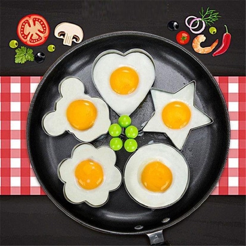 Khuôn Rán Trứng Ốp La, Bánh - Khay Chiên Tạo Nhiều Hình Cute Có Núm Cầm