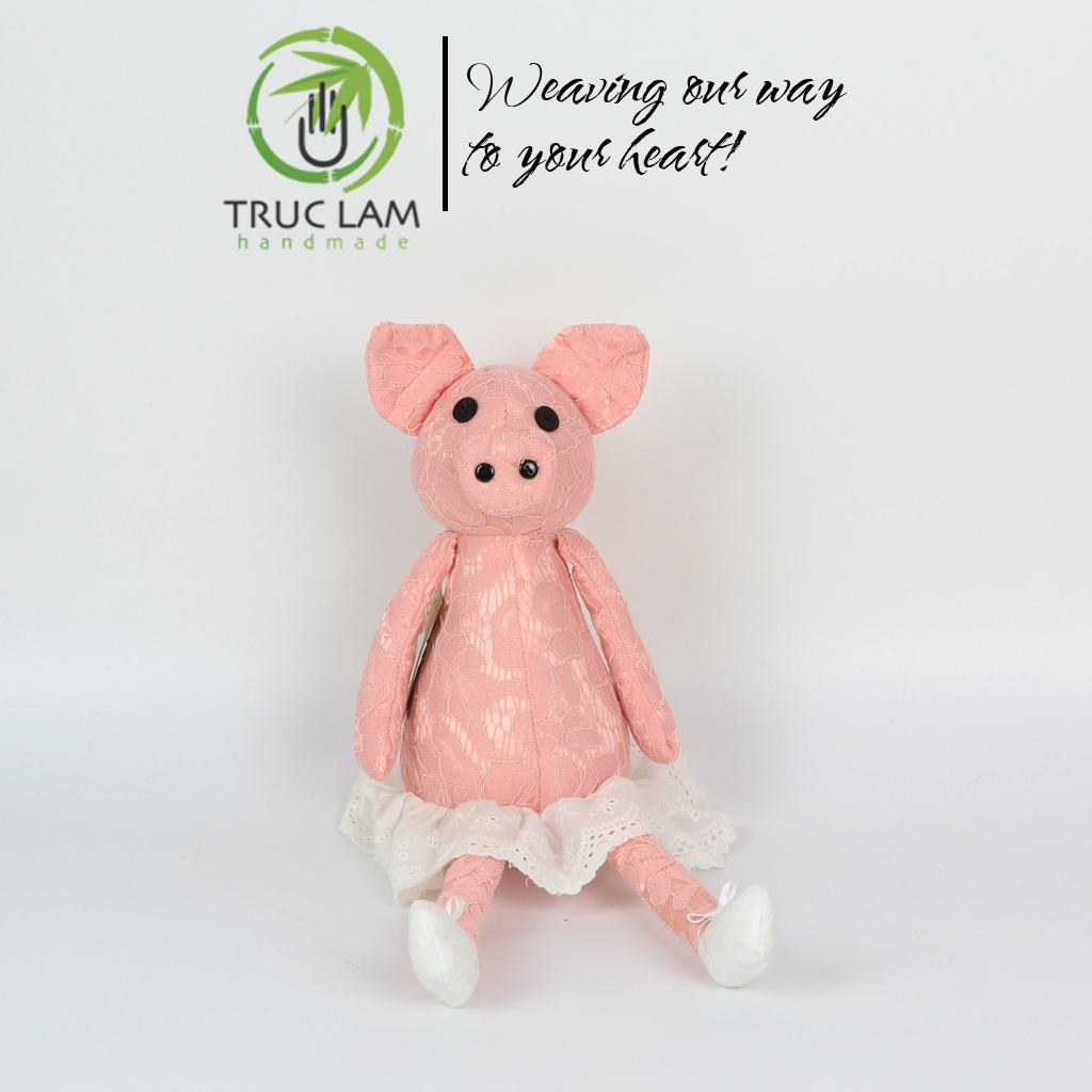 Đồ Chơi Cho Bé Thú Nhồi Bông Hình Con Heo Vải Ren Bông Gòn Cao Cấp Cỡ Nhỏ - Trúc Lâm Handmade