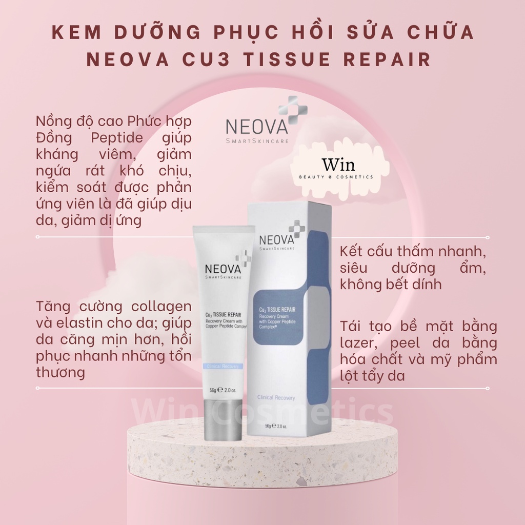 Kem phục hồi da cấp tốc Neova Cu3 Tissue Repair dưỡng ẩm chuyên sâu cho da nhạy cảm