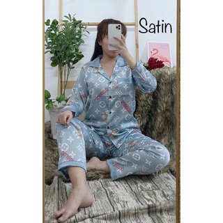 ( FreeSize Satin ) Đồ Bộ Pijama Satin Phối TDQD.
