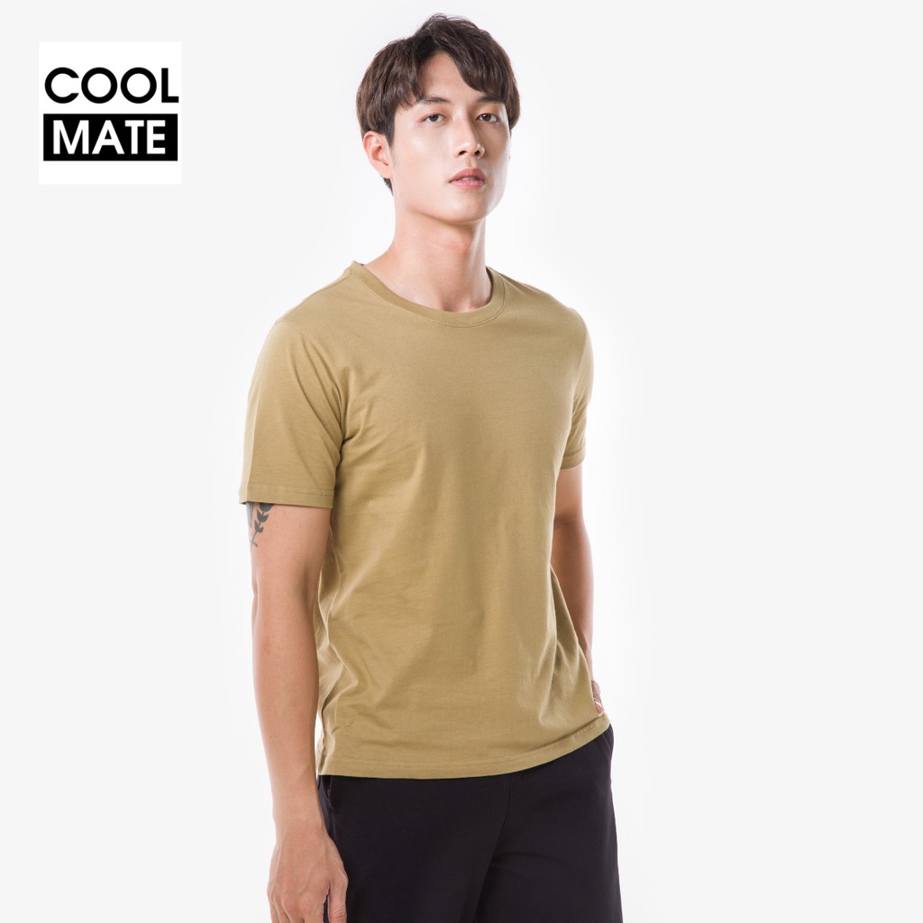 Áo thun nam 100% Cotton Coolmate Basics màu VÀNG MÙ TẠT thương hiệu Coolmate