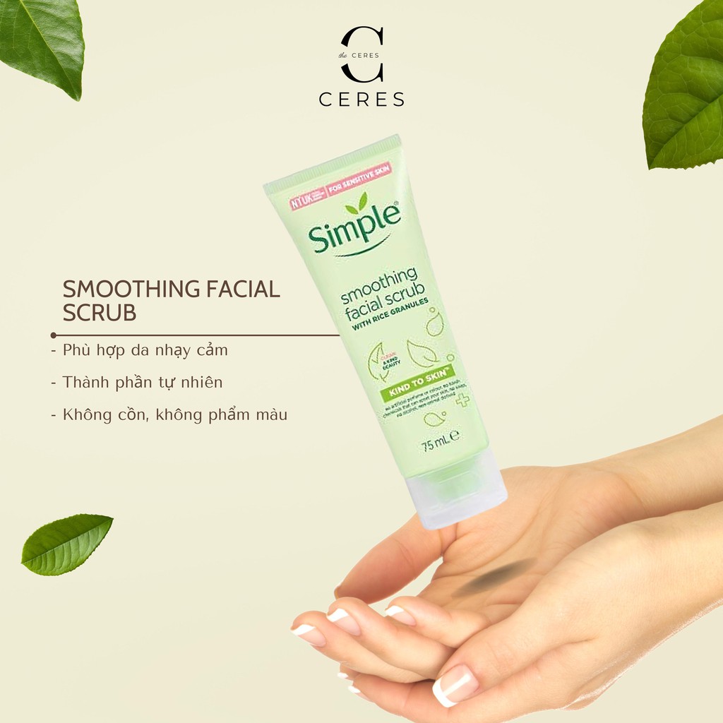 Tẩy Tế Bào Chết Mặt Simple - Tẩy Da Chết Kind To Skin Smoothing Facial Scrub 75ml
