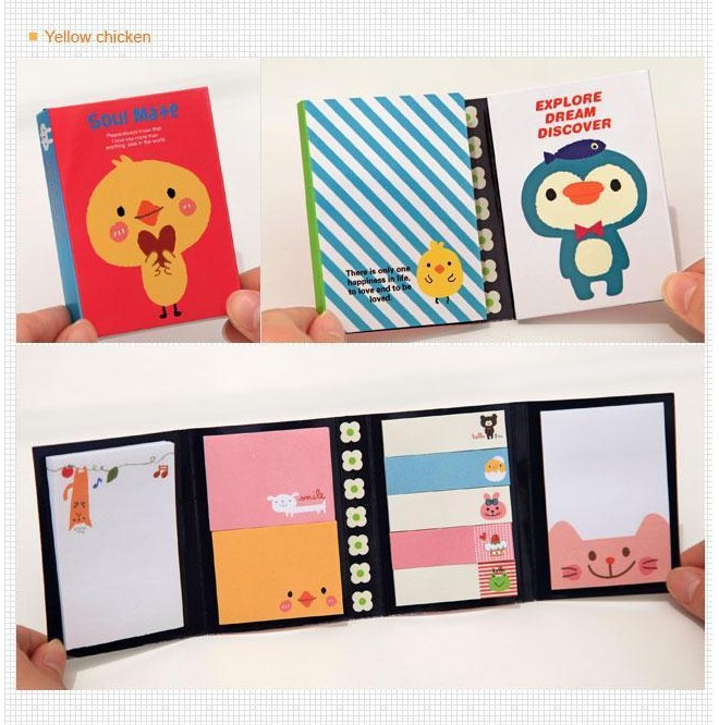 (Mẫu Ngẫu Nhiên) Nhãn Dán Ghi Chú Đánh Dấu Trang Sách Hình Gấu Nâu Mèo Đen Mặt Cười Dễ Thương