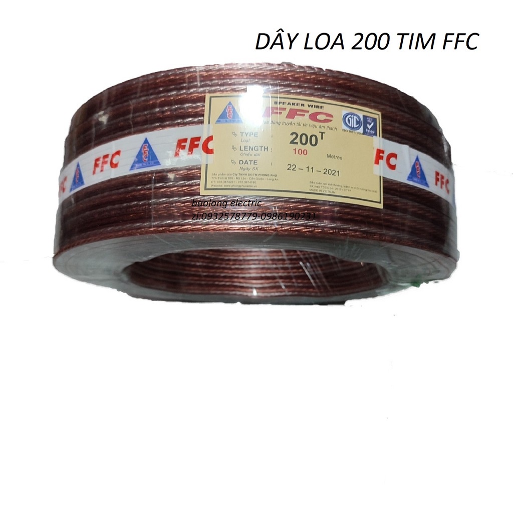 Dây loa 200 tim FFC cuộn 100m