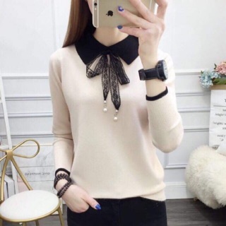 Áo len nơ đính ngọc
