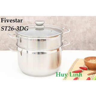 Bộ nồi xửng hấp 3 đáy fivestar 26cm st26-3dg