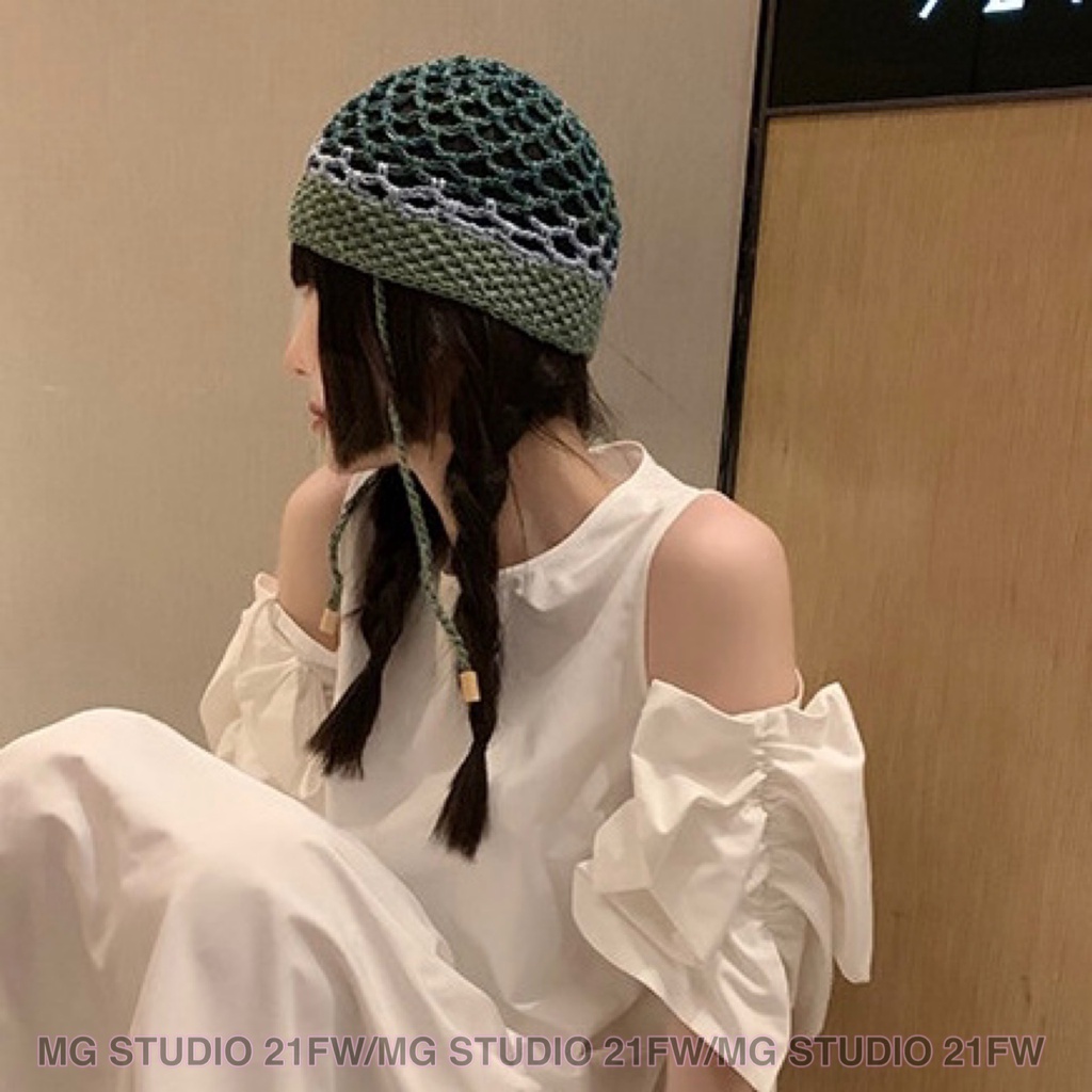 Mũ Dệt Kim Rỗng MG STUDIO Thời Trang 2 Màu Tùy Chọn