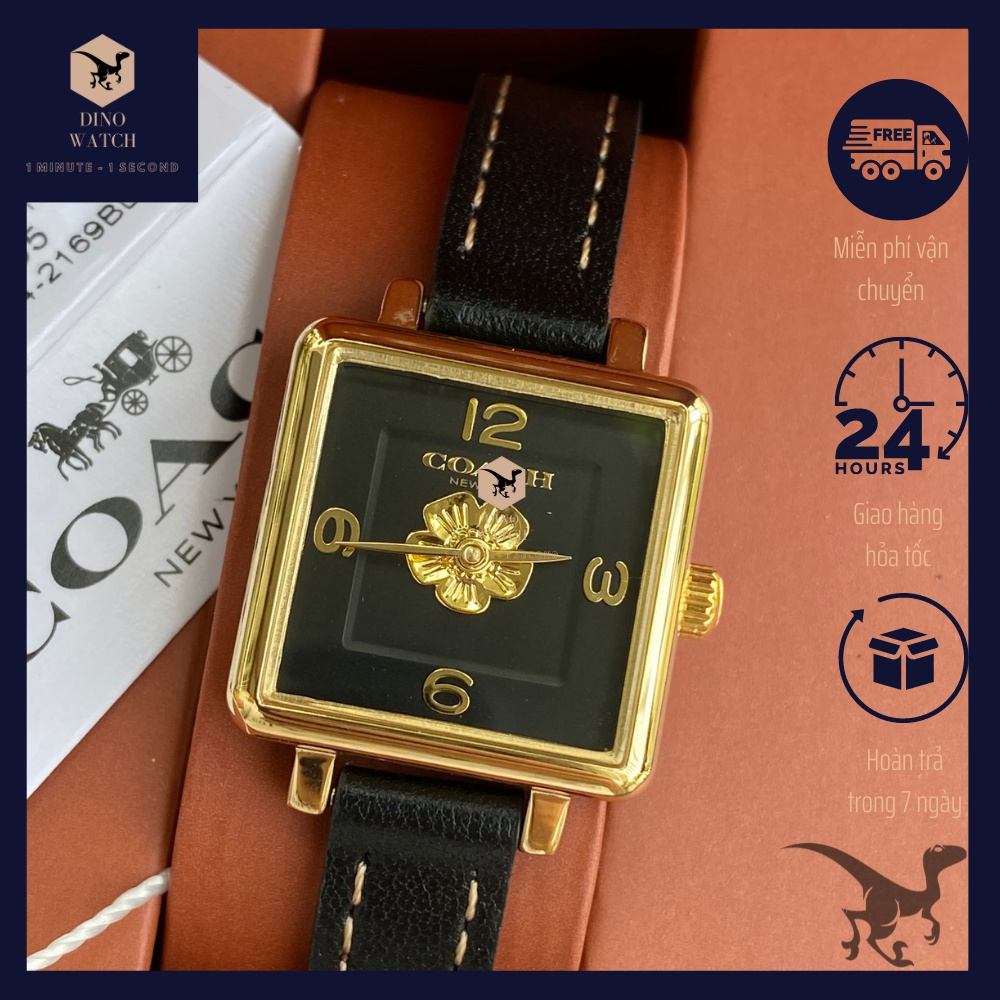 Đồng hồ Nữ Coach Hoa Mai 14503695 - Dây Da Màu Đen - Size 22x22mm