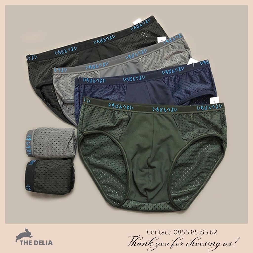 Combo 4 Quần lót tam giác nam thông hơi thoáng khí hàng xuất nhật, sịp chéo nam co giãn 4 chiều