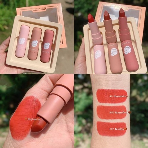 [HÀNG CHÍNH HÃNG] Set 3 Thỏi Son Lì Màu Hot -Set Son Lì 3 Cây Nội Địa Trung Màu Đỏ Trầm- Cam Cháy- Đỏ Đất Sang Chảnh | BigBuy360 - bigbuy360.vn