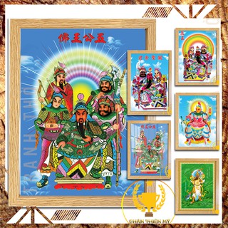 [Lụa Kim Sa] Khung Vân Gỗ Ngũ Công - Tam Công - Quan Bình - Quan Thánh