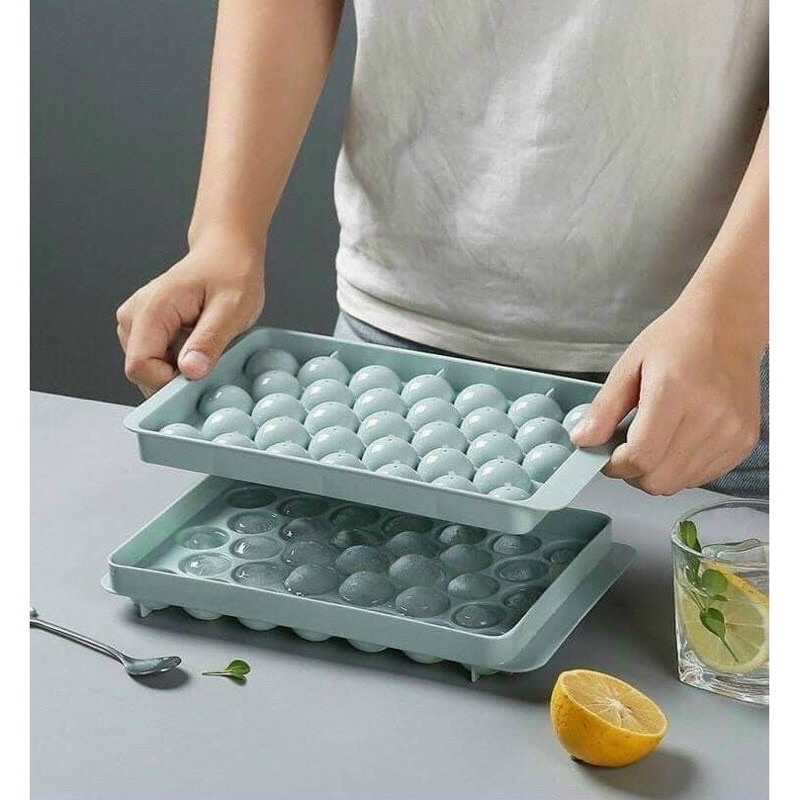 Combo 2 Khay làm đá tròn , khay 33 viên