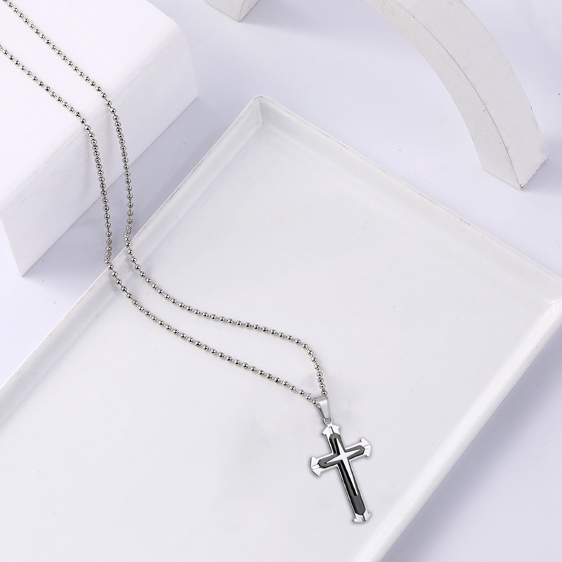 Vòng cổ mặt hình thánh giá mạ vàng/bạc cho nam