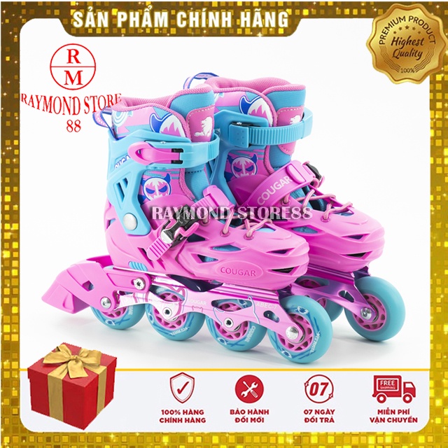 Giày patin trẻ em cao cấp COUGAR PRO MZS 303, bánh cao su đặc, điều chỉnh kích thước