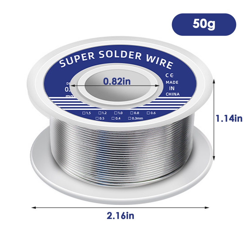 Cuộn Dây Thiếc Hàn 0.8mm 50g 100g Lõi Thiếc 2.0%