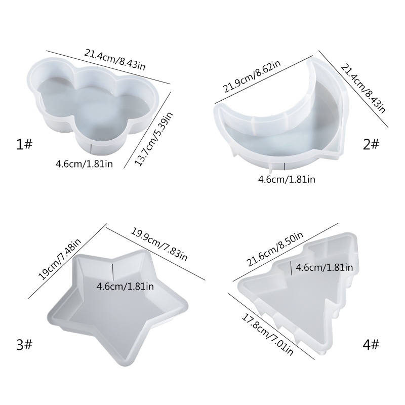 Khuôn Silicone Làm Nhựa Resin Hình Cây Thông / Mặt Trăng / Đám Mây