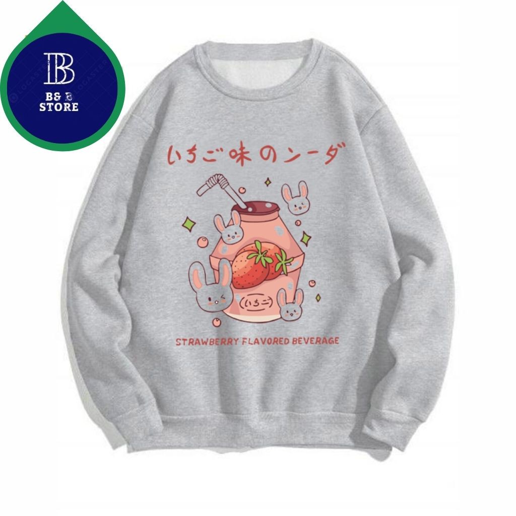 ÁO SWEATER NỈ UNISEX IN STRAWBERY DÂU ÁO FORM RỘNG NAM NỮ NHIỀU MÀU CỰC ĐẸP