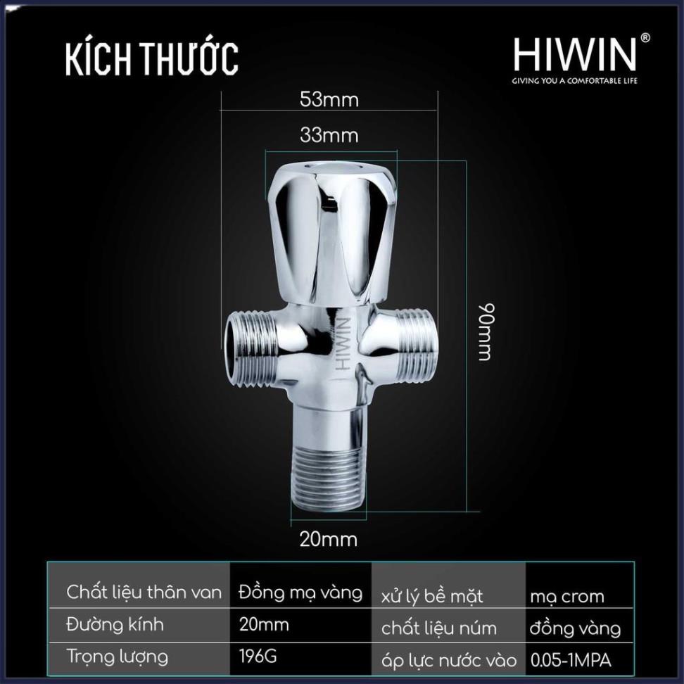 Van T chia nước vòi sen vòi xịt, van giảm áp lực nước chất liệu đồng mặt gương HIWIN JF-3032T