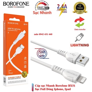 Dây cáp sạc nhanh Borofone BX51,cáp sạc cho các dòng điện thoại USB Ra ip,micro,type-c