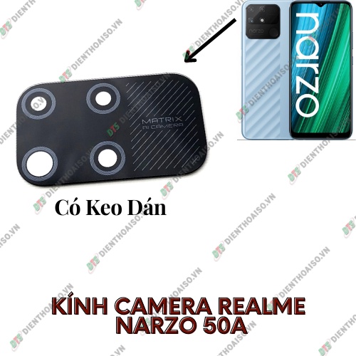 Mặt kính camera realme narzo 50a có sẵn keo dán