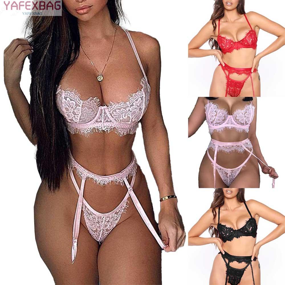 Lingerie Nightwear S-2XL Sets Sexy Sheer Thong Belt Thongs Transparent