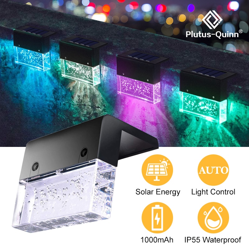 Đèn Led Năng Lượng Mặt Trời Chống Thấm Nước RGB+Warm White Cho Hàng Rào Sân Vườn