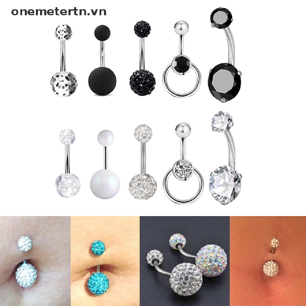 Set 5 Khuyên Rốn Đính Đá Lấp Lánh Thời Trang Cho Nữ