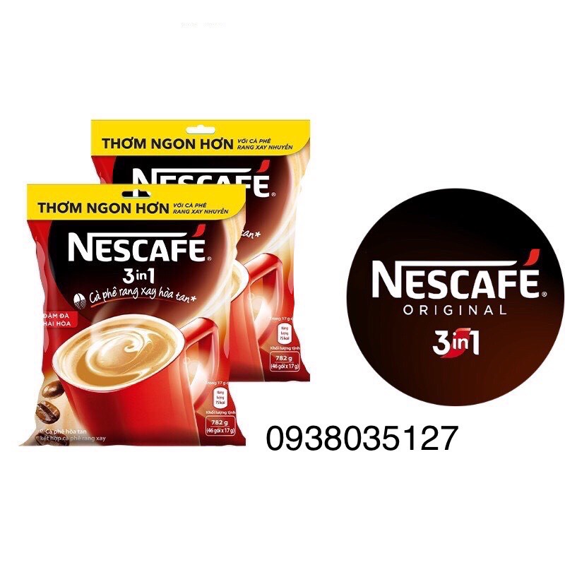 COMBO 2 BỊCH NESCAFE 3IN1 ĐẬM ĐÀ HÀI HOÀ 46 GÓI x 17 GR  - Date mới mẫu mới- hàng sẵn