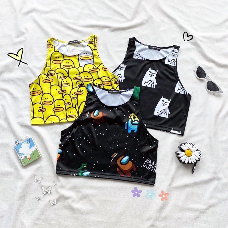 Áo Croptop Hình 3D Ba Lổ Ảnh Thật