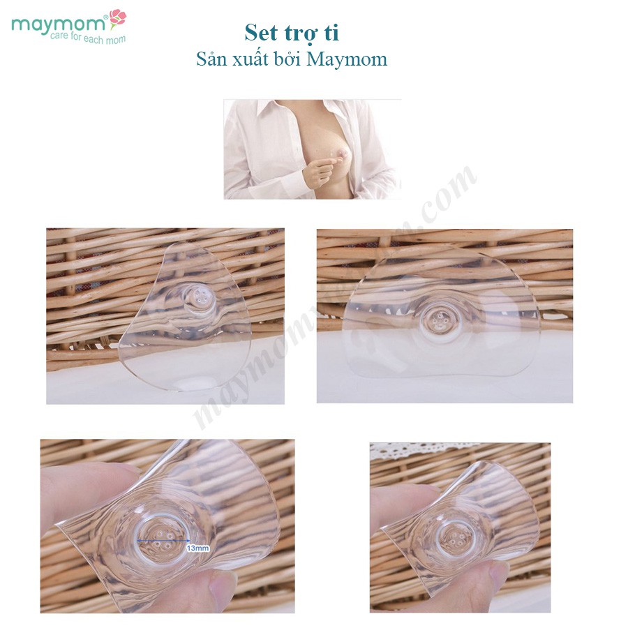 Set 04 Núm Trợ Ti Chính Hãng Maymom, Mới 100% Chất Liệu Silicon Cao Cấp Siêu Mềm An Toàn Cho Mẹ & Bé