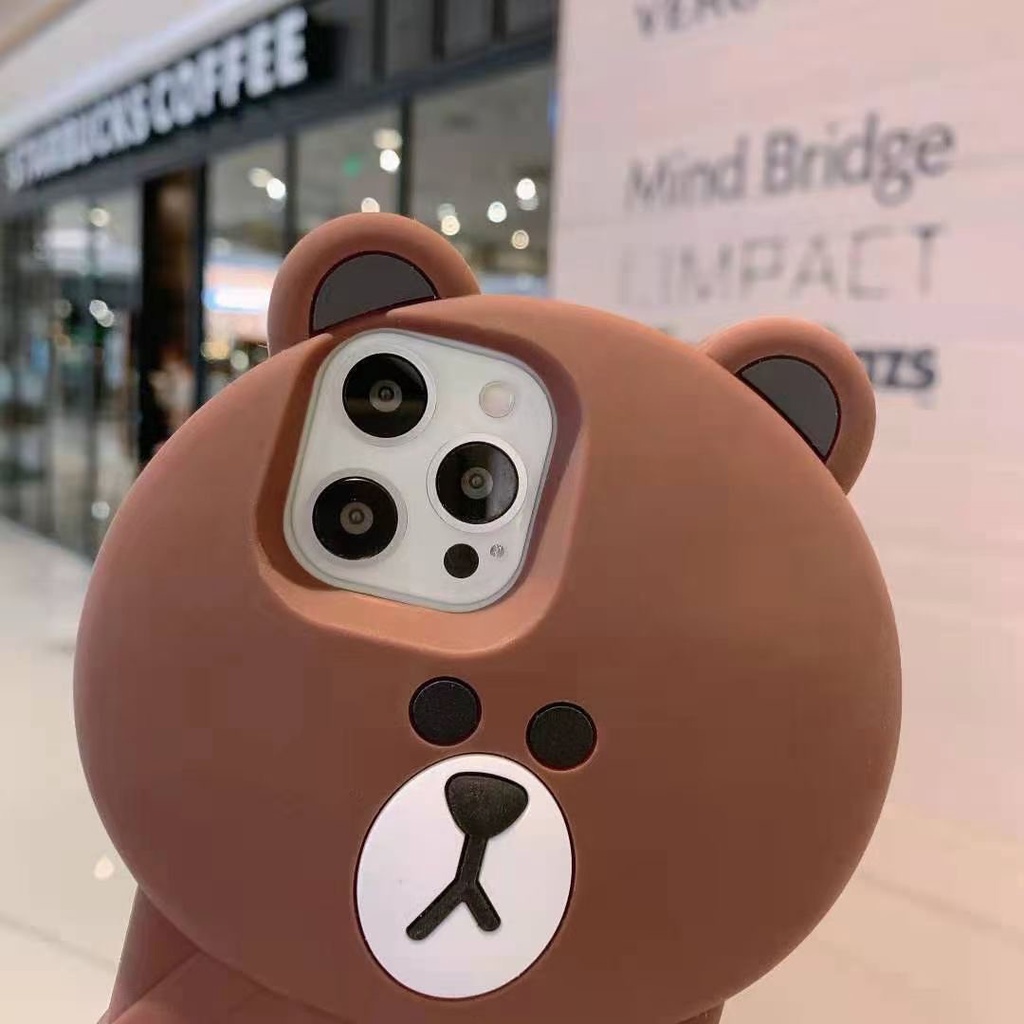 Ốp Điện Thoại Silicone Mềm Hình Gấu 3D Cho iPhone 12 Pro max iPhone 11 Pro max X Xs max 4 4s 5 5s SE 6 6s 7 8 Plus