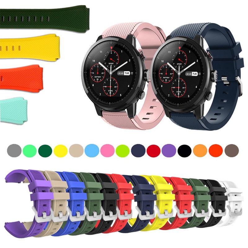 Dây Đeo Silicon Khóa Kim Loại Cho Đồng Hồ Thông Minh Huami Amazfit Stratos 2 2s 3