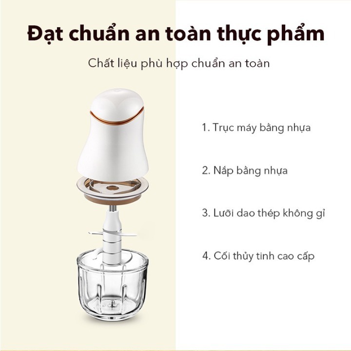 Máy xay mini ECOZY 6 Lưỡi cối thủy tinh máy xay ăn dặm cho bé, xay thịt cháo sinh tố tỏi ớt 300ml