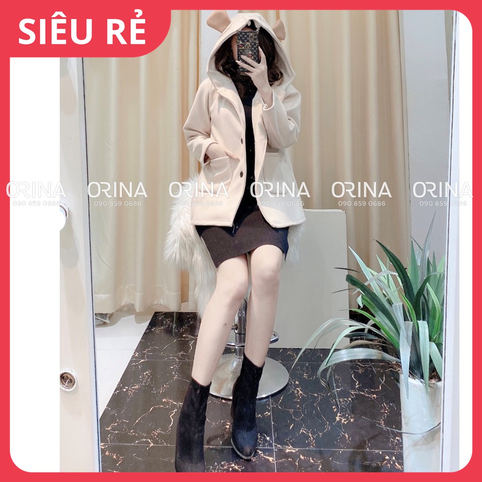 Áo khoác mangto dạ xù tai gấu nữ Orina - Hàng Loại 1, Chất Đẹp - Giá tốt - 100% ảnh Orina Tự Chụp