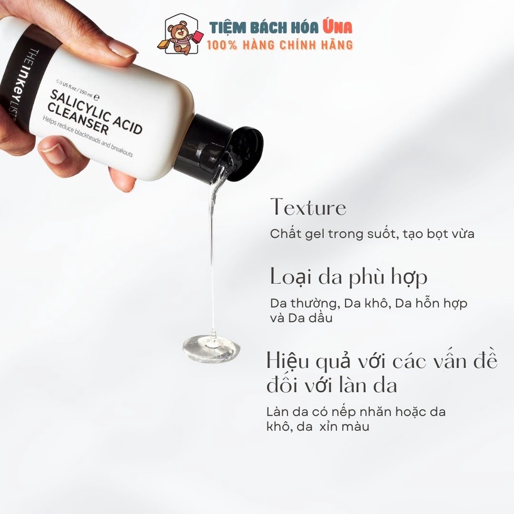 Sữa rửa mặt da dầu mụn Salicylic Acid Acne + Pore Cleanser The inkey list