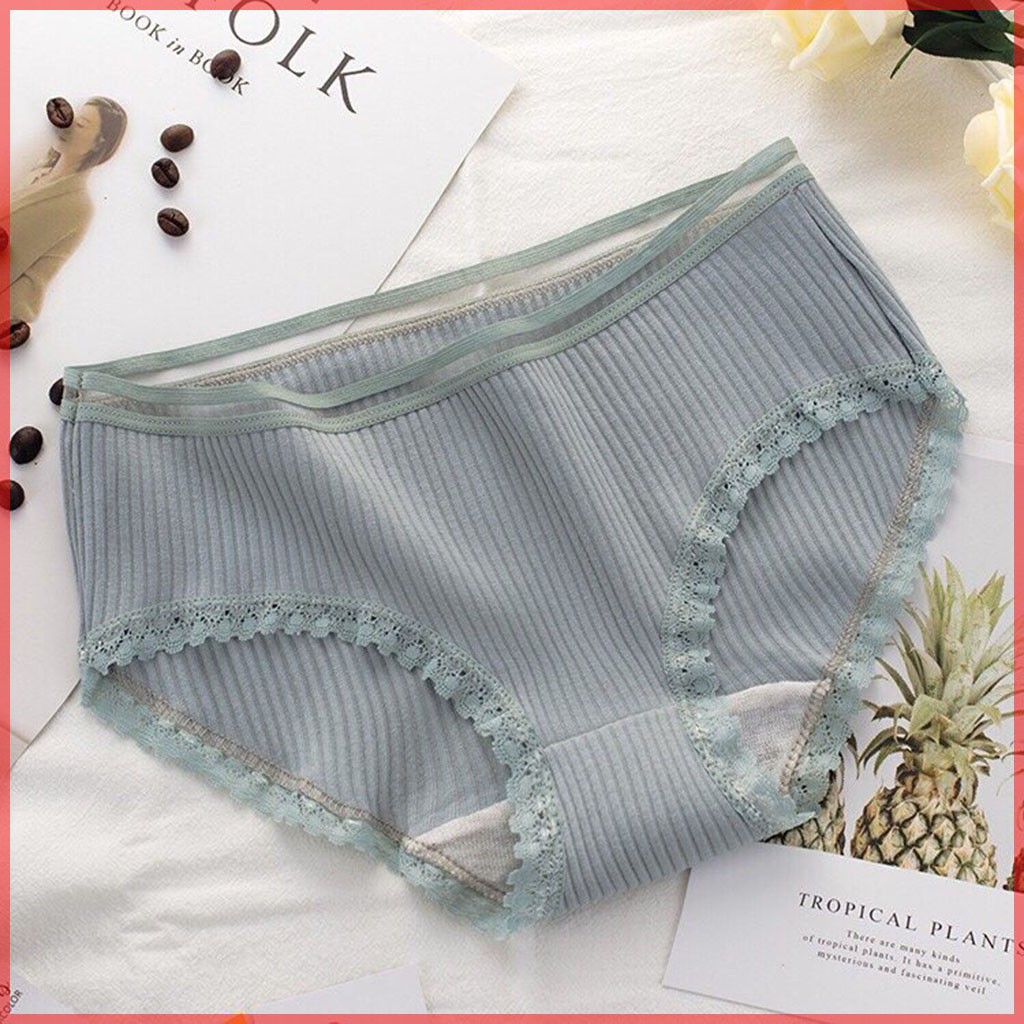 Quần Lót Nữ Cotton Viền Ren, Cạp sọc, Quần Lót Kháng Khuẩn Trơn Nhiều Màu Dễ Thương, sexxy, gợi cảm (nhiều mầu đẹp) QL02 | BigBuy360 - bigbuy360.vn