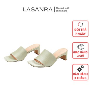 Dép cao gót Lasanra 5cm mũi vuông quai ngang đi dạo phố siêu xinh