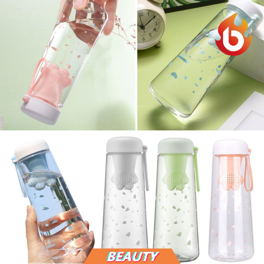 Bình Nước Nhựa 550ml Hình Chân Mèo Dễ Thương Có Bộ Lọc Trà Tiện Dụng Nhiều Màu Sắc Tùy Chọn