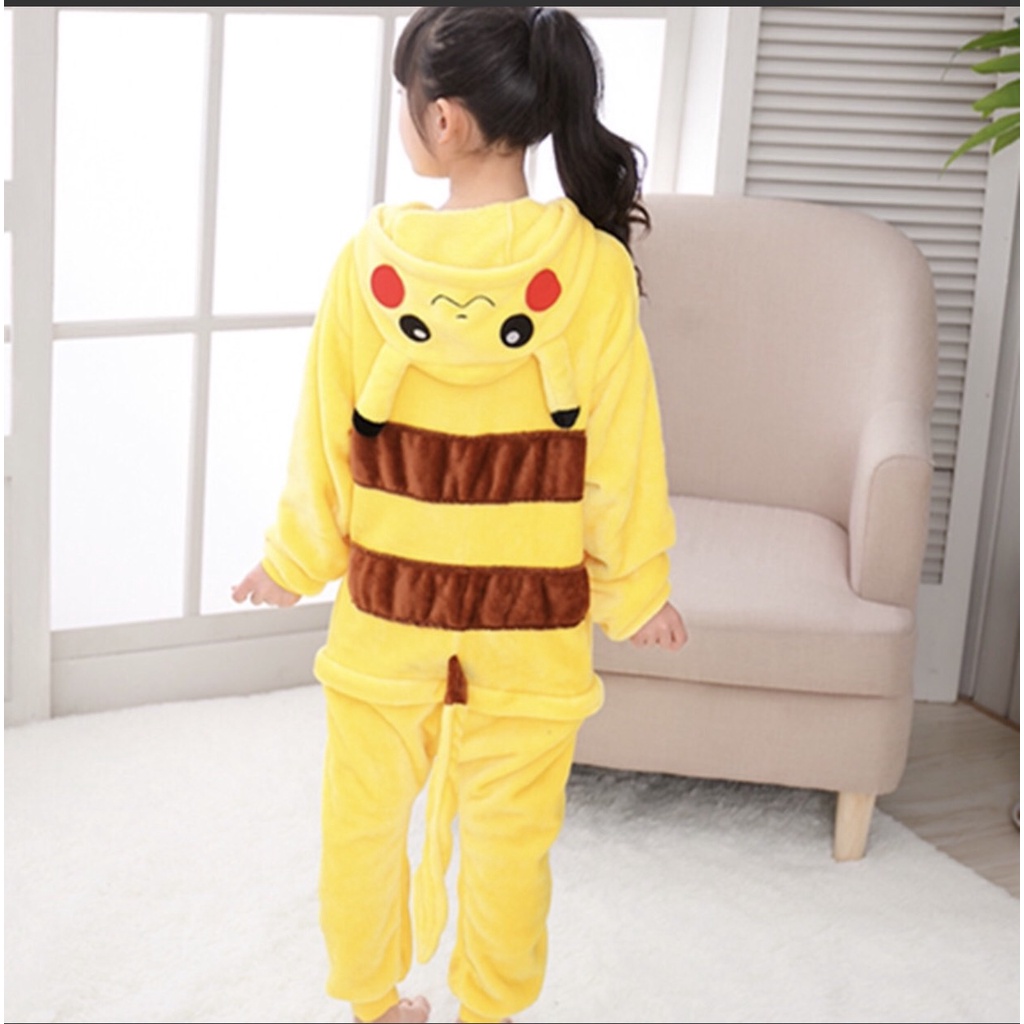 (Hàng Sẵn, Loại Đẹp) Bộ Đồ Thú Pikachu Cho Bé, Bộ Đồ Liền Thân Pikachu Trẻ Em