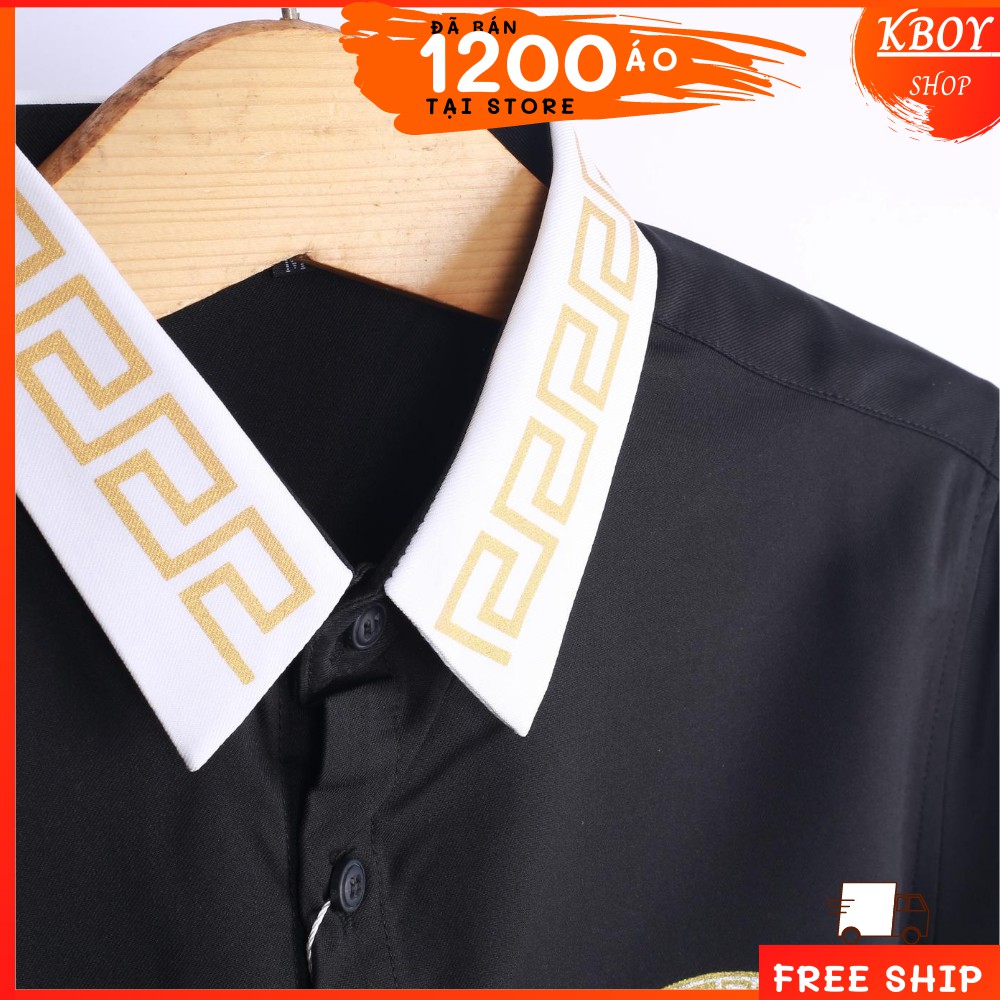 Áo sơ mi tay dài cổ bẻ Họa tiết /hàng quãng châu cao cấp, Màu đen, sang trọng, lịch lãm, bigsize đến 70kg - 778 | BigBuy360 - bigbuy360.vn