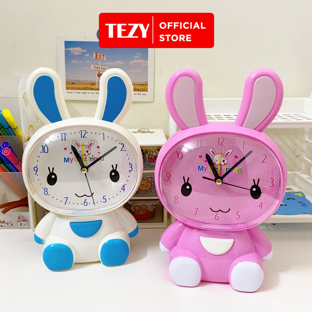 Đồng hồ báo thức để bàn hình thỏ dễ thương trang trí nhà cửa Tezy