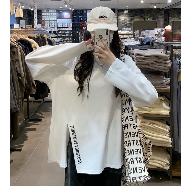 NRVP Áo Thun Nữ Tay Dài 100% Cotton Thời Trang Hàn Quốc