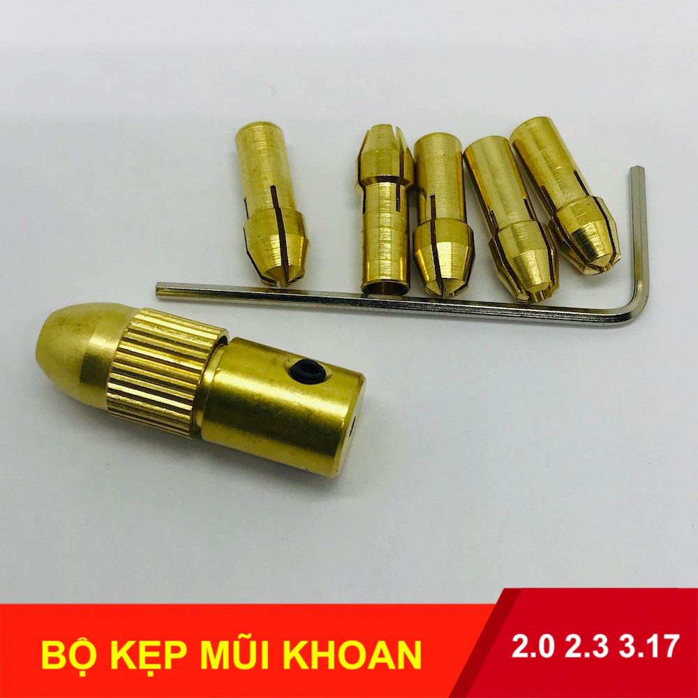 Bộ đầu kẹp mũi khoan mini trục 2.0mm 2.3mm 3.17mm chế máy khoan máy mài mini - LK0069