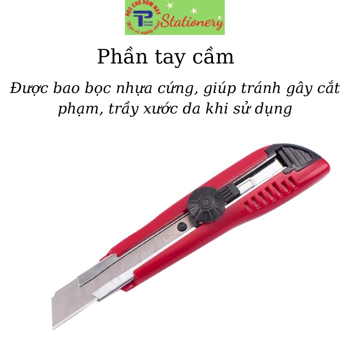 Dao rọc giấy Deli cỡ đại màu vàng, đỏ - 1 cái E2043