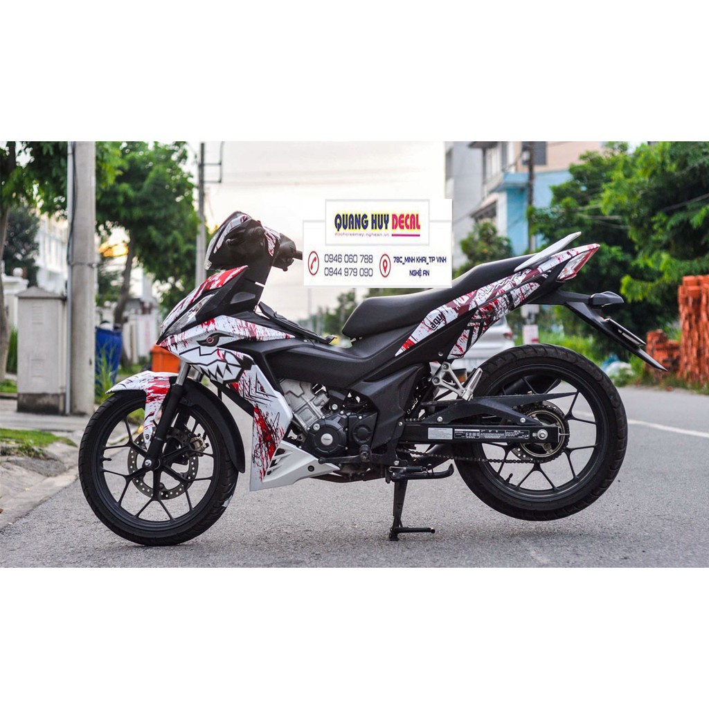 Tem trùm winner 150 ♦FREESHIP♦ cá mập đỏ trắng rỉ sét, độ team decal xe dán phủ dàn áo đẹp