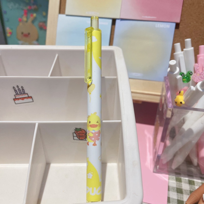 Bộ 6 Bút Mực Đen Ngòi 0.5 Inch Hình Vịt Vàng Đáng Yêu