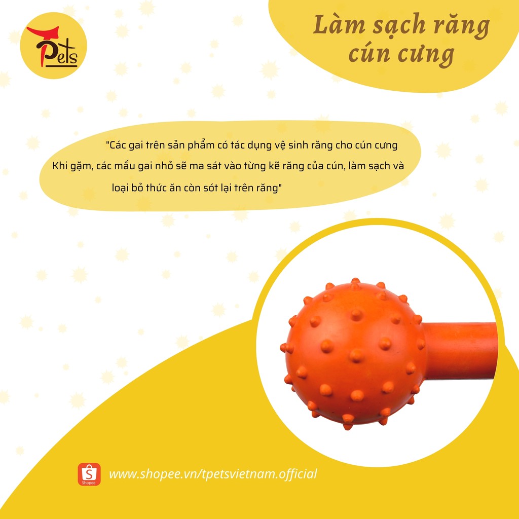 Đồ chơi làm sạch răng cho chó TPETS hình tạ chuông sản xuất từ cao su thiên nhiên an toàn cho cún cưng - TP023