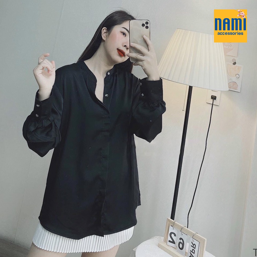 ( HÀNG CHUẨN ĐẸP ) Áo Sơmi Trụ Tay Dài Xinh Xắn Dễ Mặc Mát Mẻ Quanh Năm Phối Đồ Vô Tư - ATNU035