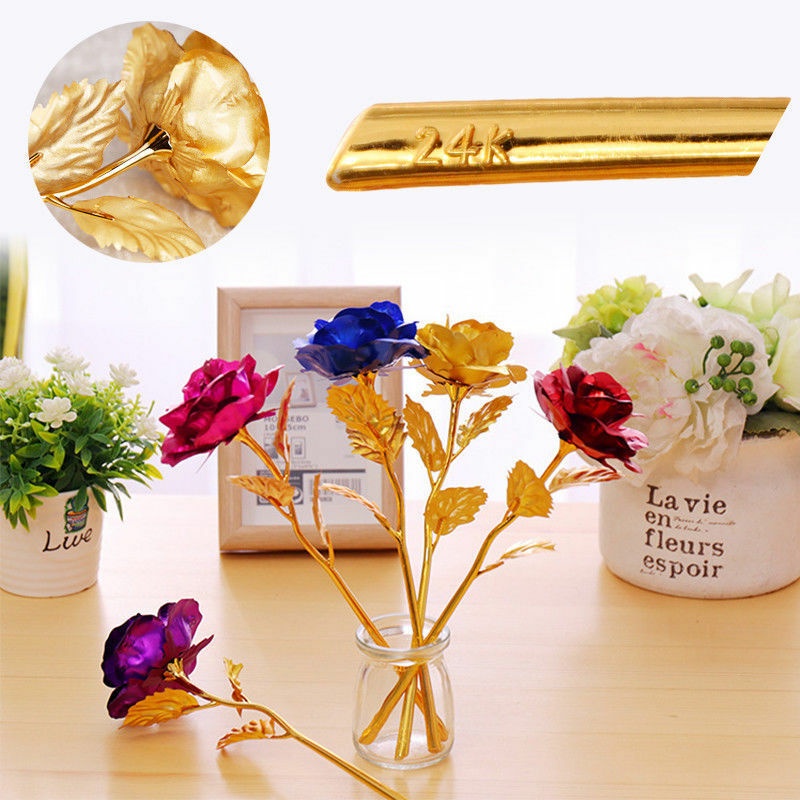 Hoa Hồng Mạ Vàng 24K Dùng Làm Quà Tặng Valentine